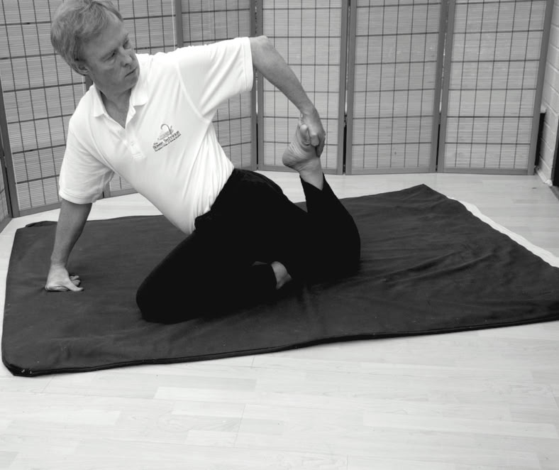 An image of Sifu Stephen Forde performing the Dao Yin posture: Rhinoceros watches the moon.
