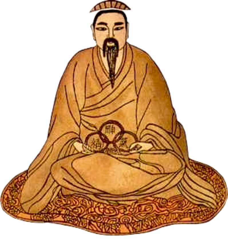 Three Treasures Image pf Daoist Sage displaying the symbols of vitality, energy and spirit