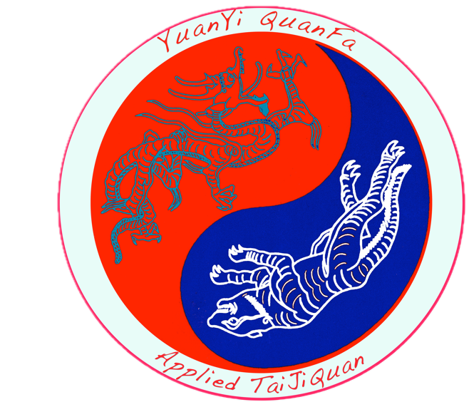 An image of the yin yang symbol containing the Azure Dragon and White Tiger